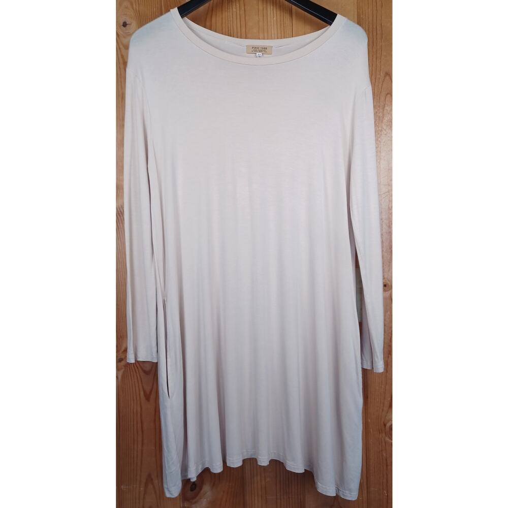 Piko 1988 Long Sleeve Swing Dress Medium Bamboo Spandex Solid with Pockets